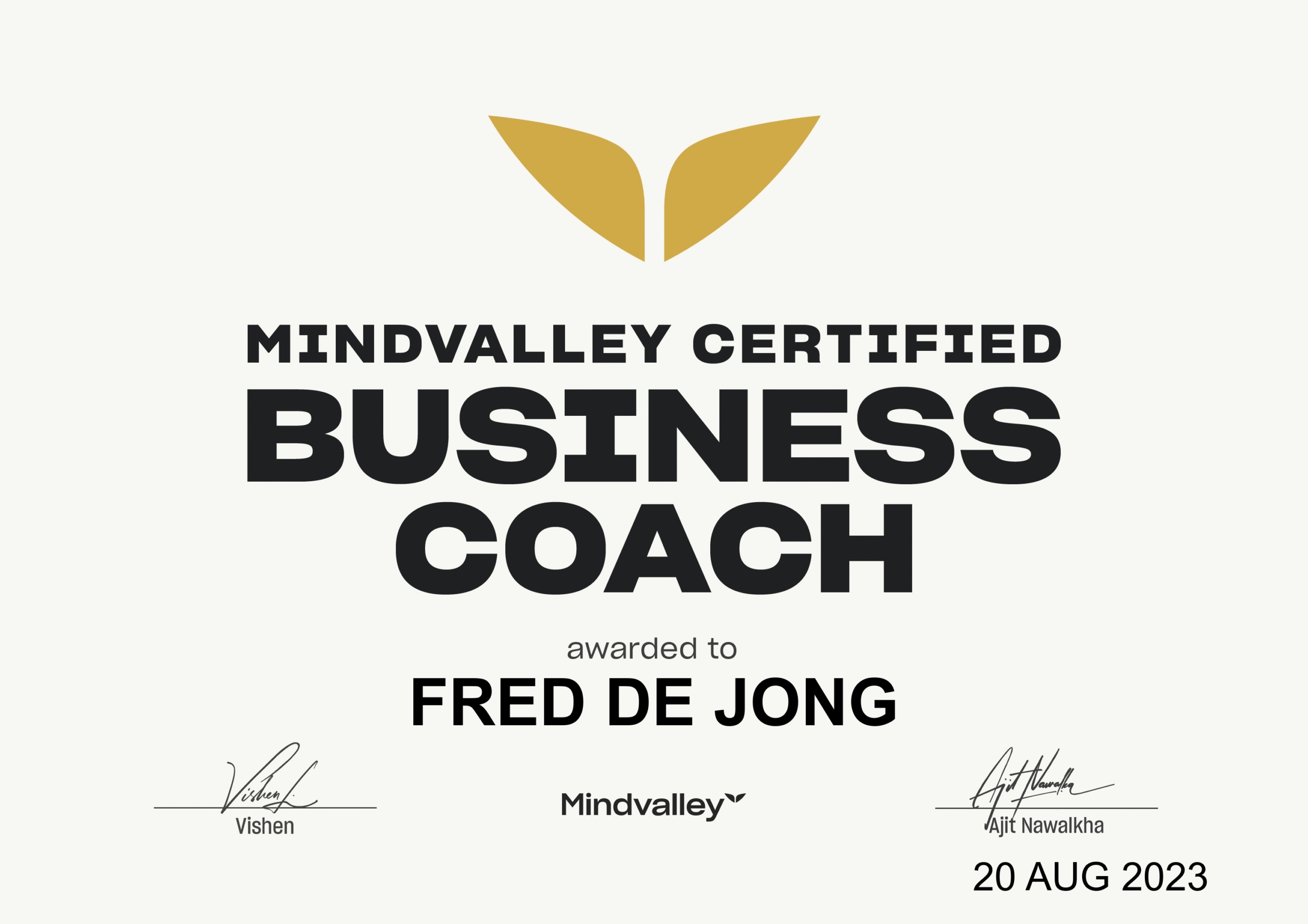Mindvalley Certefied Business Coach - August 20th, 2023